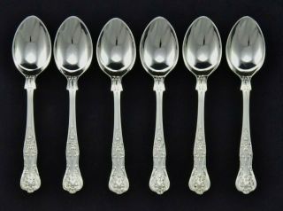 6 Heavy Vintage Silver Plated Kings Queens Pattern Coffee Spoons 4.  75 " Sheffield