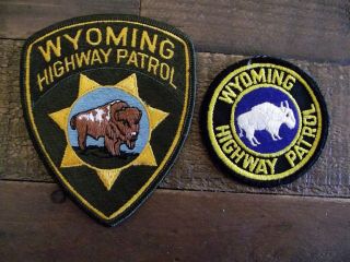 Obsolete Wyoming Highway Patrol Cloth Patches - U.  S.  A.  Rare