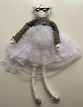 Rare Pottery Barn Kids Designer Doll Sophie Kitty Cat Ballerina White Plush Doll
