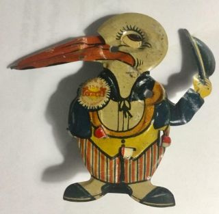 Vintage Rare Tin Litho Penny Toy George Levy Gely Marble Stork Clicker Germany