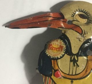 VINTAGE RARE TIN LITHO PENNY TOY GEORGE LEVY GELY MARBLE STORK CLICKER GERMANY 2