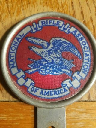 Nra License Plate Topper Gas Oil Rare Old Vintage Gun Ammo Pistol Sign