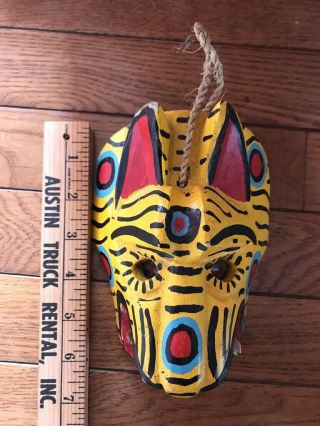 Vintage Antique Meixcan Or Guatemalan Mask Wood Handmade Handpaint Folk Art