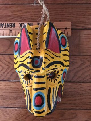 Vintage antique Meixcan or Guatemalan mask wood handmade handpaint folk art 2