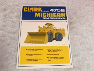 Rare Clark Michigan 475b Tractor Shovel 1975 Dealer Brochure