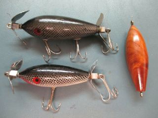 2 Vintage Wood Neal Spinner Fishing Lures 3 Hook / 2 Hook Proto Type Columbus,  In