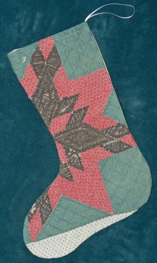 Awesome Primitive Antique Vintage Cutter Quilt Christmas Stocking 17 - 33