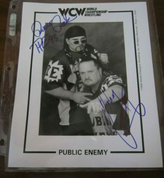 Public Enemy Signed Wcw Official Promo Photo Rare Ecw Wwe Wwf