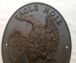 Vintage Antique Eagle Hose No.  2 Cast Iron Fire House - Fireman Wall Plaque 6820 3
