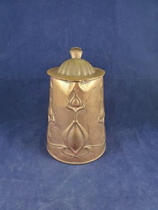 JS & S 1904 lidded copper tankard Rare early 20th century English Arts & Crafts 2
