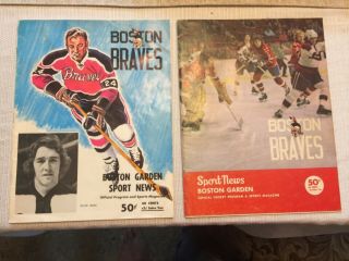 (2) Vintage 1970’s Boston Braves Ahl Hockey Programs Rare 3/28/72 And 12/15/73