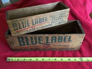 Pair Antique Pabst - Ett Blue Label Cheese Crates 5 Lb And 2 Lb Boxes