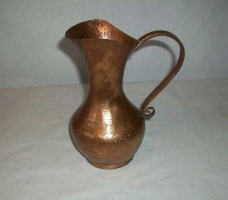 Antique Hand Hammered Solid Copper Vase Hand Rivet 7 " Unique