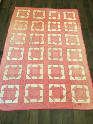 Antique Hand Made Hole In The Barn Door Quilt 80 