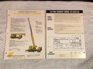 2 Rare 1967 Sargent Cranes Dealer Sales Brochure Ads