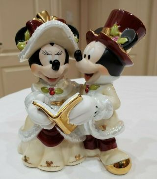 Rare Victorian Mickey & Minnie Mouse Disney Christmas Carolers Caroling Figurine