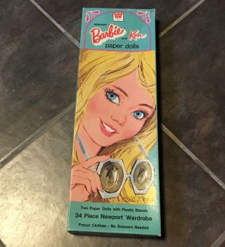 Vintage Newport Wardrobe Barbie And Ken Paper Dolls Whitman 1974 Mattel 70 