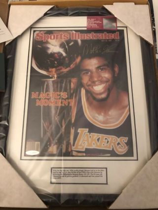 Rare Magic Johnson Autographed S.  I.  Cover Uda Framed Lakers Magic’s Moment Hof