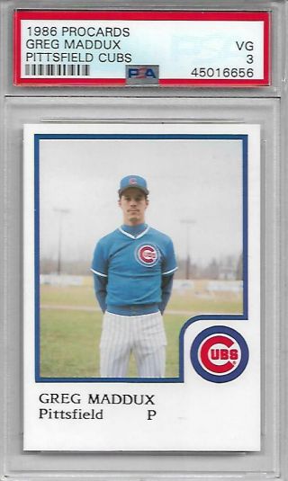 Hof Greg Maddux 1986 Pittsfield Cubs Rare First Year Issue Psa 3