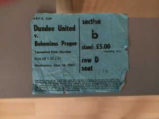 Dundee United V Bohemians Prague - 1982/3 Uefa Cup - Rare Ticket