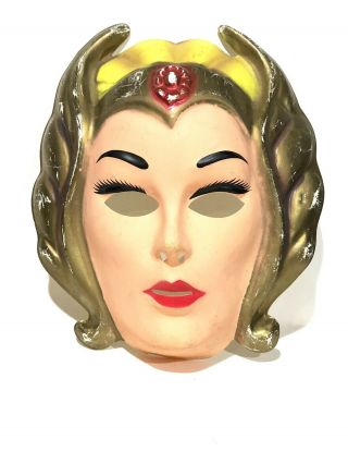 Vtg 1980s Ben Cooper Halloween Plastic Mask Rare She - Ra Princess Motu Heman Old