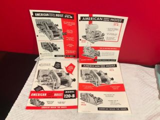 4 Rare 1960s American Hoist Crane Truck Engine Dealer Sales Brochure Ads