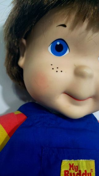 My Buddy Doll Vintage Playskool Brown Hair Blue Eyes Blue Overalls 2