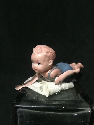 Antique Wind Up Tin Toy Celluloid Swimming Boy 1930s - 40s Japan