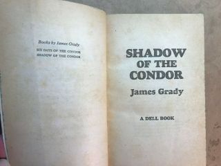 Shadow of the Condor by James Grady rare Dell 1977 paperback 3