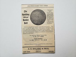 Spalding Official Basketball 1901 Advertisement Ad Rare
