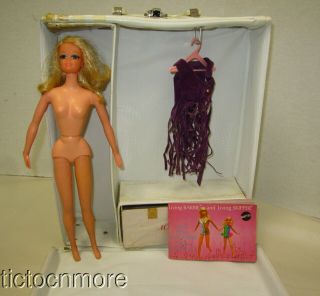 Vintage Barbie Doll Live Action Pj No 1156 Mod Era,  Fashion Shiner Carrycase