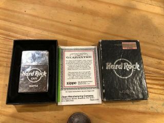 Vintage Rare Hard Rock Cafe Zippo Lighter W/box & Guarantee Authentic Seattle