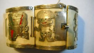 Antique Mexican Silver & Bone Bracelet