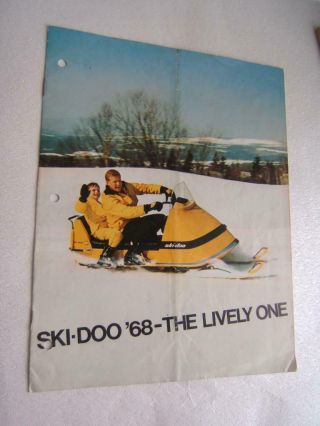 Vintage 1968 Bombardier Ski - Doo Snowmobile Brochure Holes On It