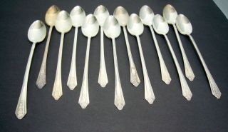 Royal Saxony 13 Ice Iced Tea Spoons Silverplate 1935