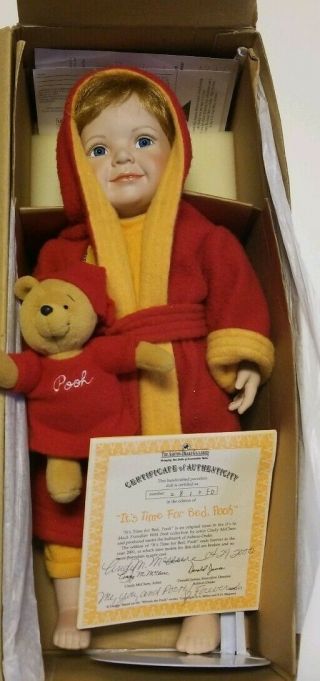 Ashton Drake Doll Signed It’s Time For Bed Pooh Porcelain Winnie The Pooh 76042