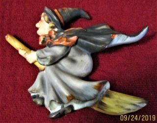 Rare Find Vintage Lefton Japan 1258 Halloween Flying Witch Ceramic Wall Plaque