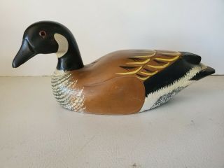 Antique Hand Carved Painted Wood Wooden Duck Goose Decoy Glass Eyes