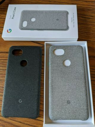 2 Rare Google Pixel 2 Xl Fabric Cases Made By Google (grey And Black)