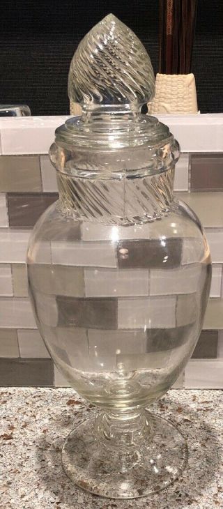 Antique Glass Drugstore / Apothecary Bulbous Globe Candy Jar Eapg 15 - 1/2” Swirl
