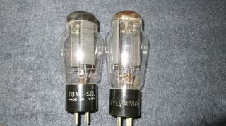 (2) Rare Early Crome Top With Hanging Filament 5z3 Radio Audio Tubes