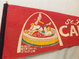 RARE Vtg 1960s MLB St Louis Cardinals Red Felt Pennant - Busch Memorial Stadium 2