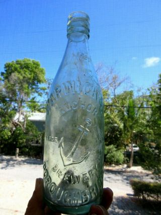 Antique English Beer Bottle Warwick & Co Anchor Brewing Great Embossed Graphics