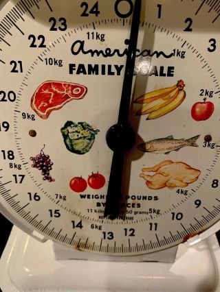 Vintage American Family Food Kitchen Scale 25 Pound lb Metal White 2