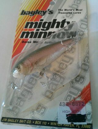 Vintage Bagley Mighty Minnow Fishing Lure.  Balsa Wood Old Stock
