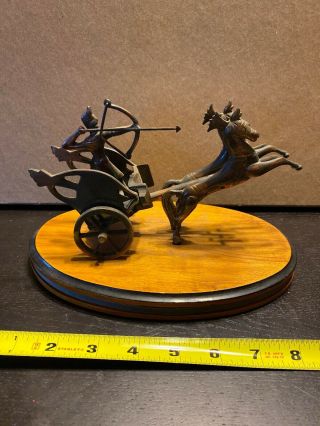 Cooper Metal Chariot And Horses Gladiator Roman Soldier