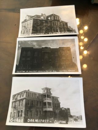 3 Rare 1940’s Clifton Junior College Texas Rppc Postcards