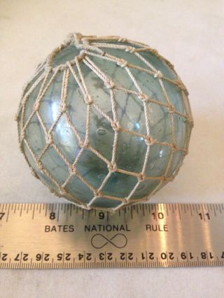 Rare Authentic Japanese Glass Fishing Float Light Green With Netting 3 "