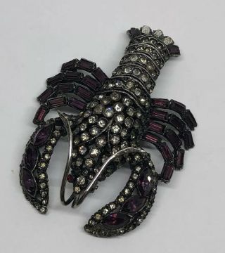 (inv 474) - Rare Vintage Gorgeous Jeweled " Lobster " Pin - Nataly