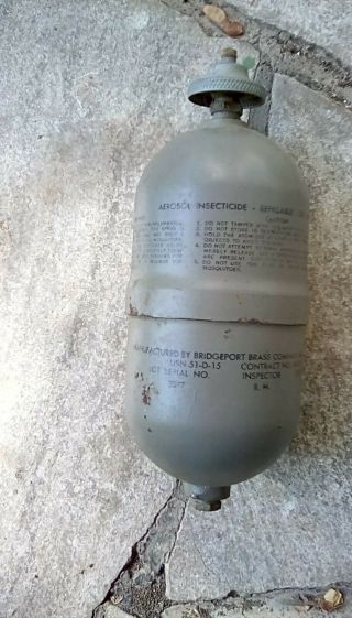 Antique Military Refillable Mosquito Insecticide Aerosol Canister.  Usn 51 - 0 - 15